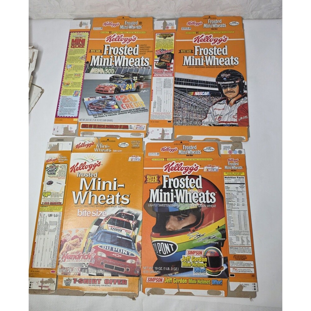 Vintage Kellogg’s Frosted Mini-Wheats NASCAR Jeff Gordon, Earnhardt, Hendrick